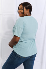 Load image into Gallery viewer, Heimish Made For You Full Size 1/4 Button Down Waffle Top in Blue