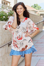 Load image into Gallery viewer, Celeste Your Muse Full Size Floral Printed Winge Sleeve Top