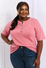 Load image into Gallery viewer, Heimish Made For You Full Size 1/4 Button Down Waffle Top in Coral
