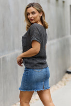 Load image into Gallery viewer, Luna Full Size Chunky Knit Short Sleeve Top in Gray