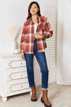 Load image into Gallery viewer, Double Take Plaid Collared Neck Long Sleeve Shirt