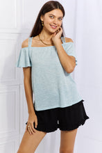 Load image into Gallery viewer, Culture Code On The Move Full Size Off The Shoulder Flare Sleeve Top in Ice Blue