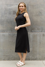 Load image into Gallery viewer, BOMBOM Ribbed Knit Sleeveless Midi Dress in Black