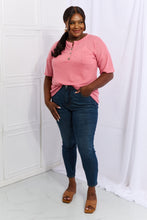 Load image into Gallery viewer, Heimish Made For You Full Size 1/4 Button Down Waffle Top in Coral